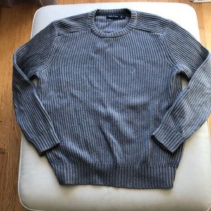 Nautica men’s Small grey crew neck ribbed sweater.